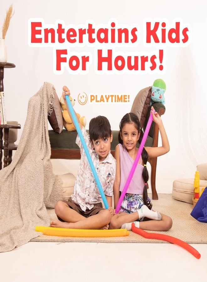 ألعاب أبيليز بوب تيوبز الحسية، أنابيب متعددة الألوان تصدر صوت طقطقة، لتنمية مهارات العلوم والتكنولوجيا والهندسة والرياضيات والمهارات الحركية | مجموعة من 8 قطع | حجم كبير (19 سم) - Image 3